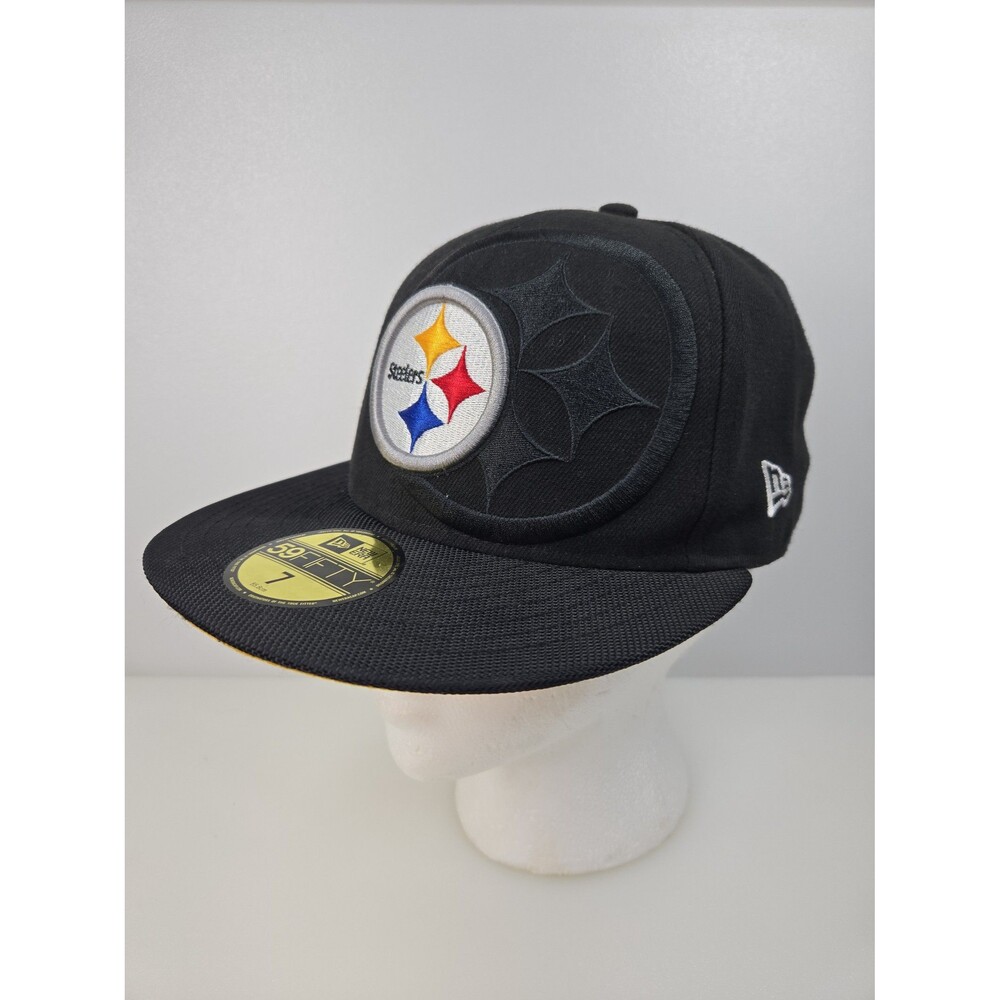 New Era Pittsburgh Steelers 59FIFTY Fitted Black Ball Cap Hat Size 7 NFL